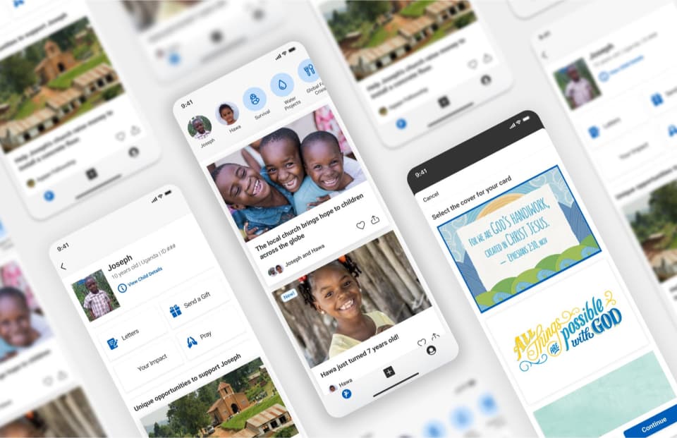 Image of the Compassion mobile app that will go on the mobile app page encouraging supporters to download the new app
