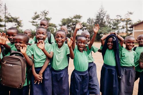 Group of children in school uniforms