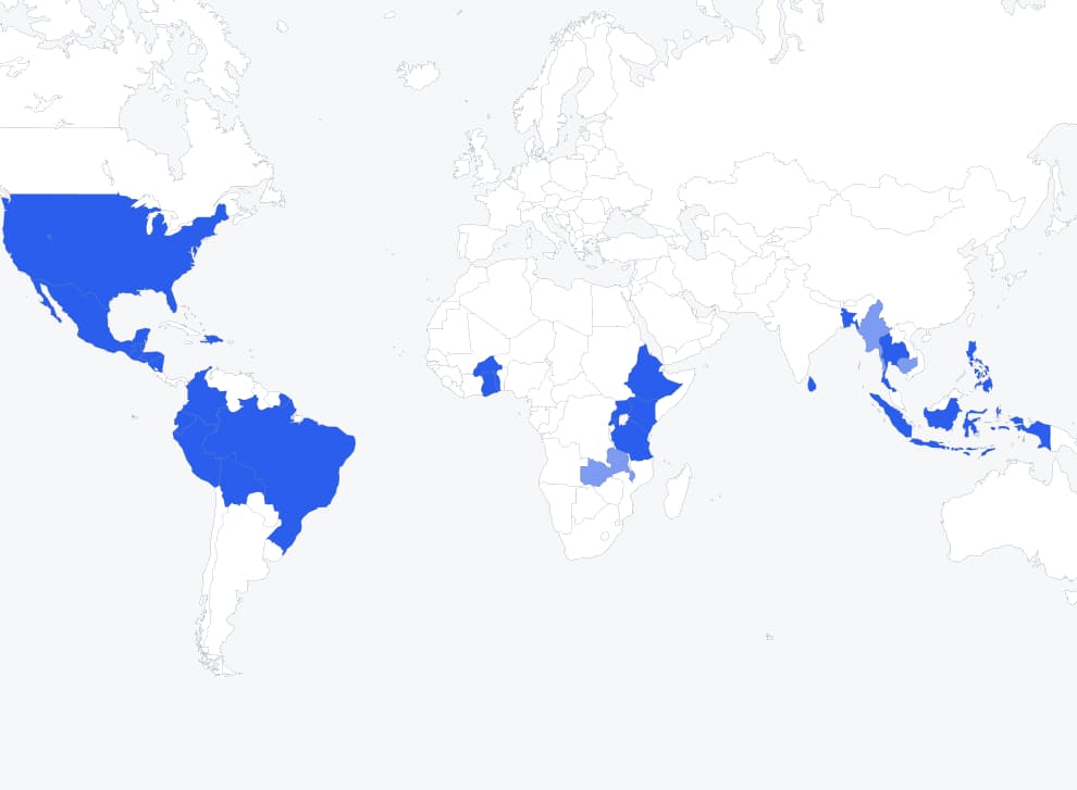 Map of all Compassion International Global Offices.